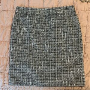 Classic Black and White Tweed Skirt with Light Blue streaks